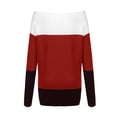 thumbnail image 4 of Off the Shoulder Sweaters for Women Striped Color Block Shirt Long Sleeve Cozy Jumpers Fall Knit Tops Casual Pullover, 4 of 5