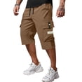 thumbnail image 2 of ADSSDQ Cargo Shorts for Men Stretch Waist Below The Knee Long Shorts Relaxed Fit Hiking Capri Short Mulit Pockets Khaki 3XL Sweat Shorts, 2 of 4