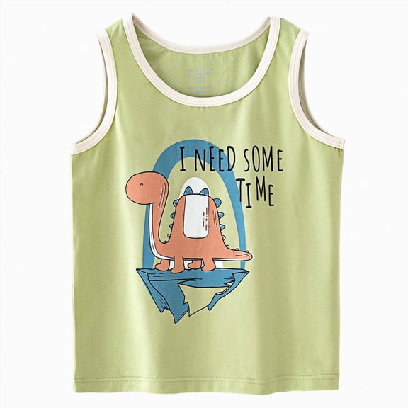 NIEWTR Kids Tank Tops for Boys Toddler 0-24M 2T 3T 4T 5T 6T Sleeveless T-Shirts Casual Loose Tees for Beach Vacation Summer Sleeveless Vests(B-Light Green,140.00)
