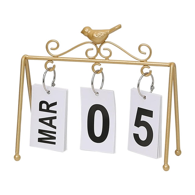Desktop Perpetual Calendar Calendar Metal Eternal Calendar Page Turning for Home Office Study Room Daily Office Flip Foldable Desk Calendar Modern Home Decor Calendar
