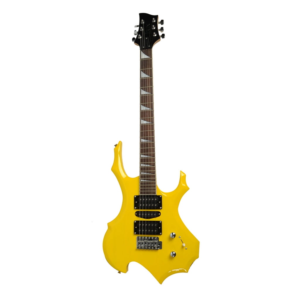 Lowestbest Acoustic Guitar for Beginners, Gift Musical Instrument Professional Flame Type Electronic Guitar for Kids, Yellow Music Lovers Practice Violin for Child Boys Girls