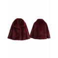thumbnail image 2 of Women'S Faux Fur Coat Faux Fur Jacket Long Sleeve Lapel Furry Winter Jackets Parka Short Coat Wine Red S, 2 of 5