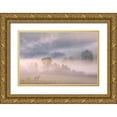 thumbnail image 1 of Vekemans, Muriel 14x11 Gold Ornate Wood Framed with Double Matting Museum Art Print Titled - Call of the deer in the mist, 1 of 4