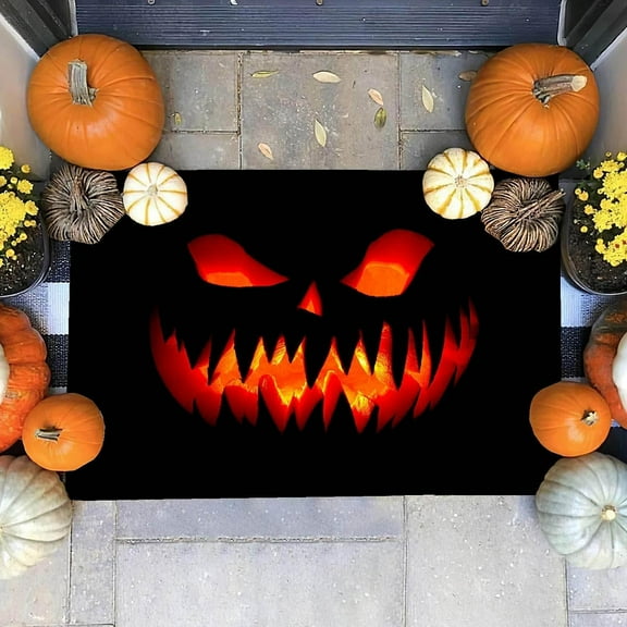 NIETEIN Halloween Welcome Doormat, 19.7 X 31.5 Inch Pumpkin Design Non-Slip Mat