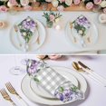 thumbnail image 2 of Cloth Napkins Set of 2 - 20x20 Inches, Purple Flowers Washable Reusable Table Napkins, Spring Floral Leaves Plants Gray Plaid Soft & Absortbent Dining Napkin for Party Wedding Hotel Restaurant, 2 of 8