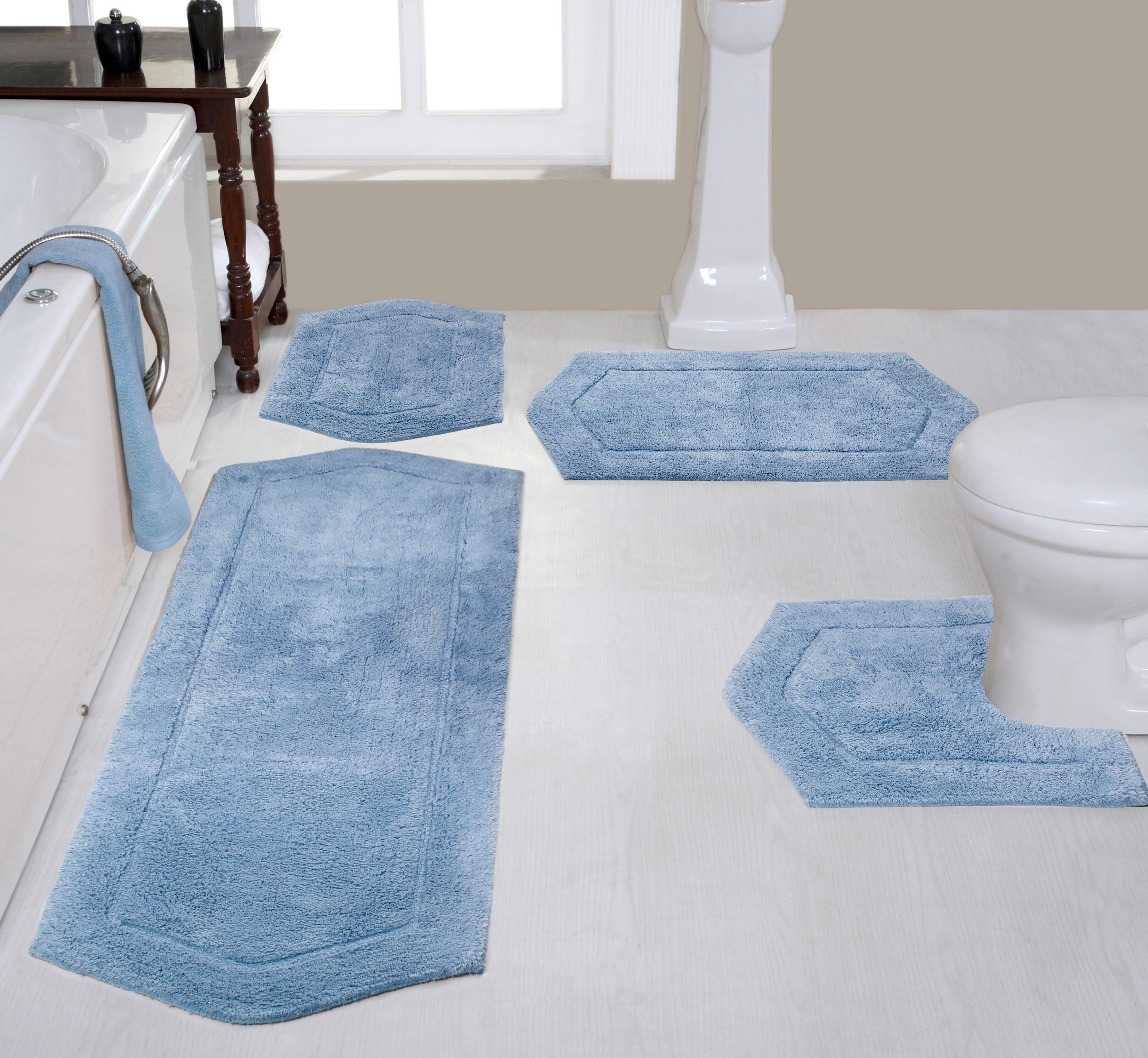 Home Weavers Waterford Collection 100 Cotton Soft Bath Rug, 4 Piece