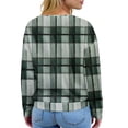 thumbnail image 7 of Women's Casual Shirts Long Sleeve Tops Button Up V Neck Loose Knit Fall Favorites For Women with Large Plaid Print Waffle Henley Shirt, Autumn Winter Fashion Comfortable Blouse,Dark Green,L, 7 of 7
