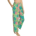 thumbnail image 2 of Uemuo Colorful Palm Leaves Pattern Women's Wide Leg Palazzo Lounge Pants with Pockets Light Weight Loose Comfy Casual Pajama Pants-Medium, 2 of 9