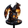 thumbnail image 2 of Resin Solar Garden Stake Light, Glowing Gothic Dragon Skull Design, Weather Resistant Outdoor Lighting for Yard and Flower Bed (Skull Stepping), 2 of 6