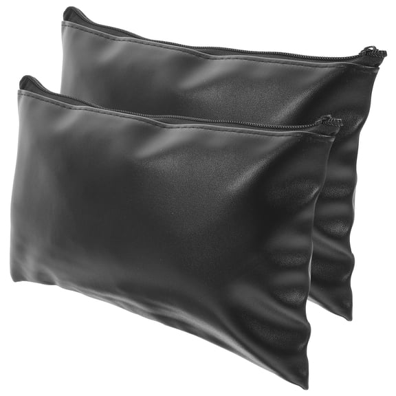 FENGGUIQU Mlins Black Document Pouches for Home, Zippered Organizer, 2Pcs