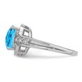 thumbnail image 4 of Sterling Silver Rhodium Diamond & Checker-Cut Blue Topaz Ring, 4 of 5