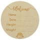 thumbnail image 1 of Anuncio de nacimiento signo redondo Ronda de anuncio de madera de madera Señal de anuncio de nombre del recién nacido, 1 of 4