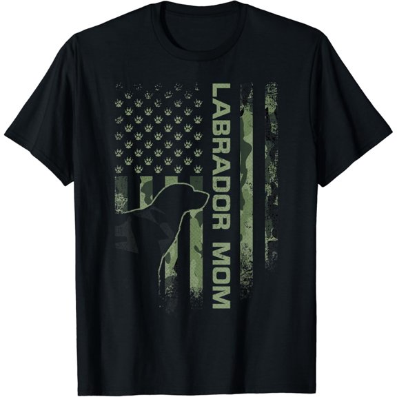 Usa Camo Flag Proud Labrador Retriever Mom Lab Silhouette Dog T-Shirt All Size S-5Xl