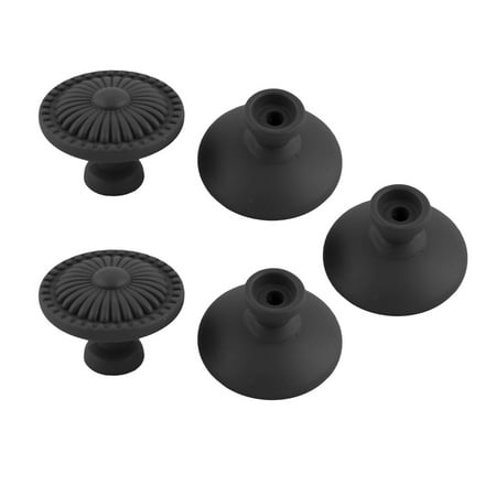 - Metal Flower Design Wardrobe Cabinet Door Drawer Pull Handle Knob Black 5pcs