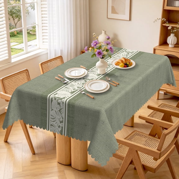 French Vintage Floral Rectangular Tablecloth,Waterproof Oilproof Table Cover for Kitchen Dining Room Picnic Decor,70x52 Inch