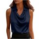 thumbnail image 3 of TaTaai Women's Elegant Sleeveless Lapel Draped Neck Satin Blouses Solid Color Fashion Casual Lightweight Tops Comfortable for Party Office Dating Gift, 3 of 8