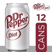 Diet Dr Pepper Soda Pop, 12 fl oz, 12 Pack Cans