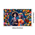 thumbnail image 3 of Colorful Design Day of the Dead Skeleton Decor Mexican Festival Backdrop for Halloween Celebration Event Decoration, 3 of 9