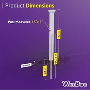 3.5ft Tall (1 Post) Fence Finishing Post for WamBam All American No Dig White Picket Fence, Easy Install Outdoor Fence for Backyard or Patio, Outdoor Fencing, No Dig Fence Panels, ZP19046