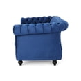thumbnail image 6 of Loveseat Sofa, 62" Comfy Velvet Couch with Nailhead Accents, Tool-Free Setup Sofas for Living Room, Navy Blue, 6 of 8