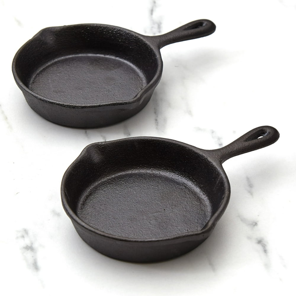 Mini Cast Iron Skillets for Single Dishes and Desserts Set of 2