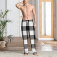 thumbnail image 5 of Uemuo White And Black Plaid Pattern Men's Wide Leg Palazzo Lounge Pants with Pockets Light Weight Loose Comfy Casual Pajama Pants-XX-Large, 5 of 9