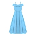 thumbnail image 4 of Kaerm Kids Girls Adjustable Spaghetti Strap Chiffon Dress Elegant Sleeveless Off Shoulder A-Line Light Blue 14, 4 of 5