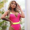 thumbnail image 1 of Traje de baño de dos piezas con costuras de color y soporte de acero fruncido, bikini sexy para mujer, traje de baño de playa, 1 of 6