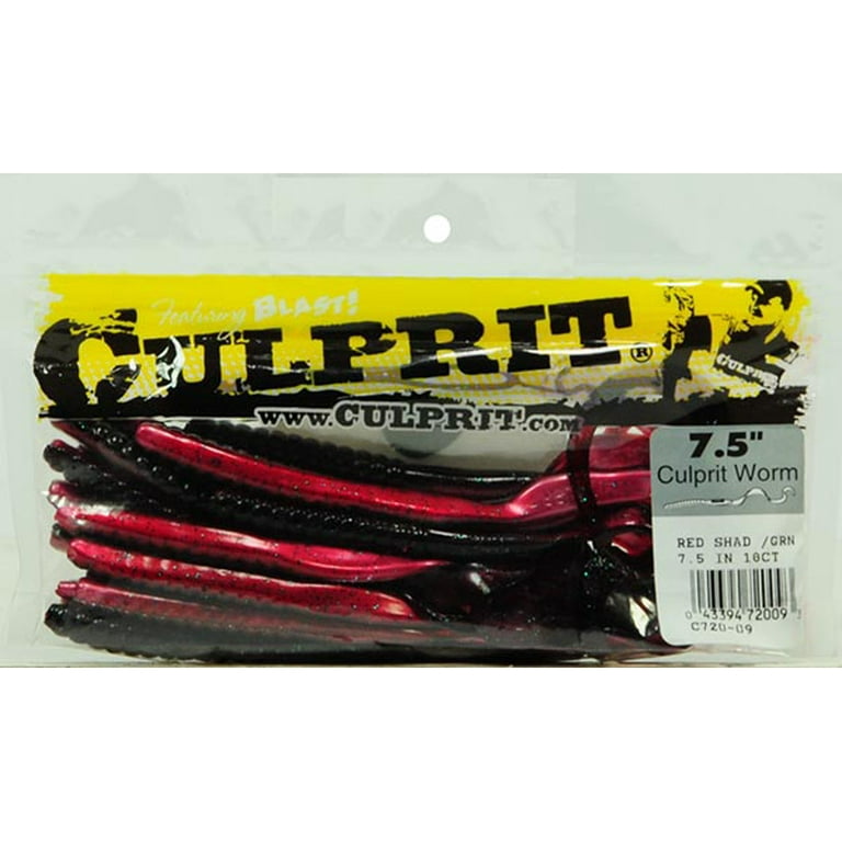 Culprit 7.5 Original Worms, Red Shad & Green Flake, 18 Count