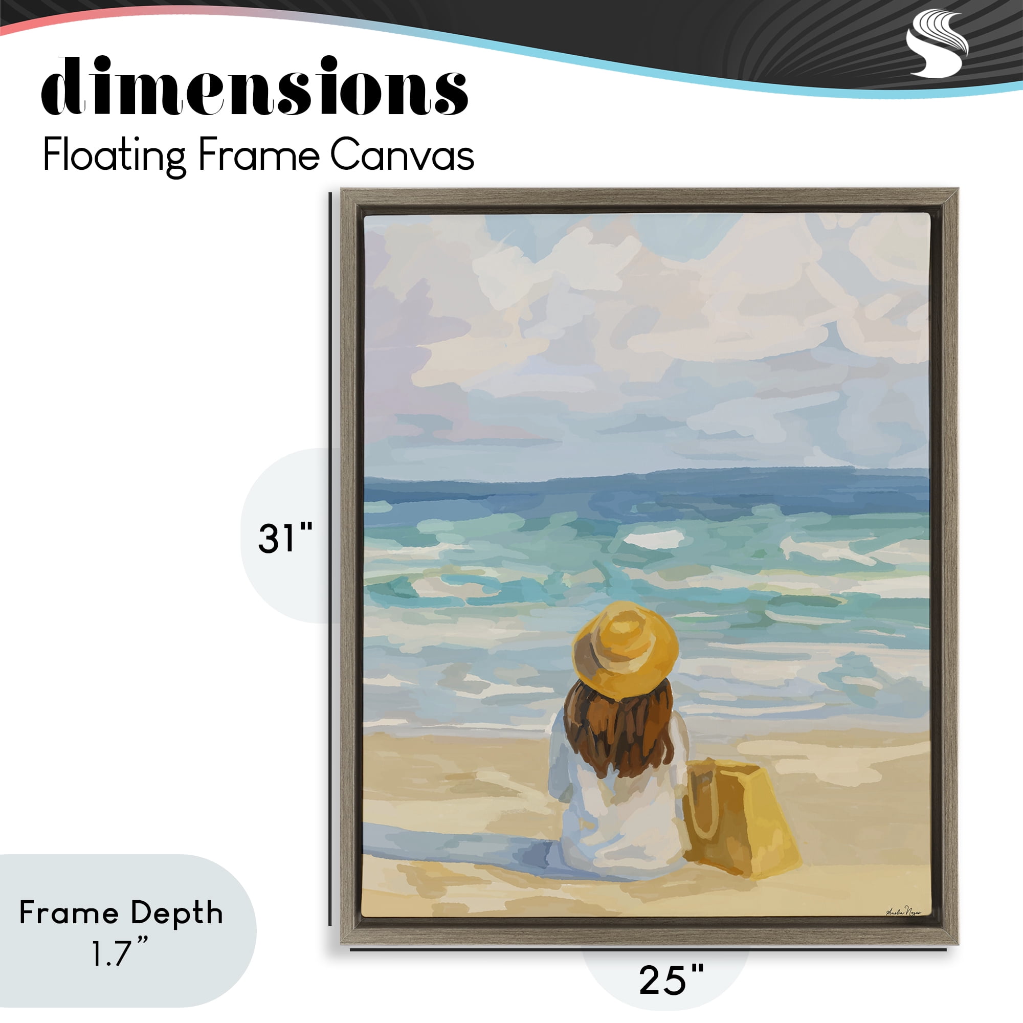 Stupell Industries Peaceful At The Beach Brown Framed Floater Canvas Wall Art, design by Amelia Noyes