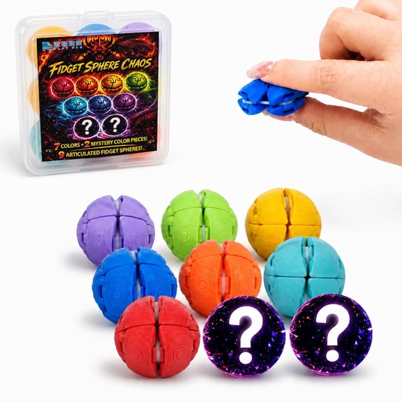 9PCS 3D Printed Fidget Press Balls, Quick-Action Stress Relief Ball with Clicks, Colorful Mini Stress Balls for Adults & Teens, Anxiety Relief Office Desk Sensory Ball with Storage Box
