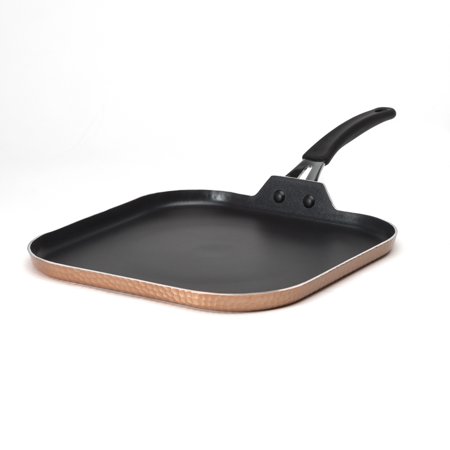 Ecolution Impressions 11” Square Aluminum Griddle Pan  Dishwasher Safe  Hammered Copper