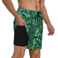 thumbnail image 2 of Sigee Monstera Leaves Print Mens Swim Trunks with Compression Liner Quick Dry Swim Stretch Beach Shorts with Pockets,S-3XL, 2 of 7