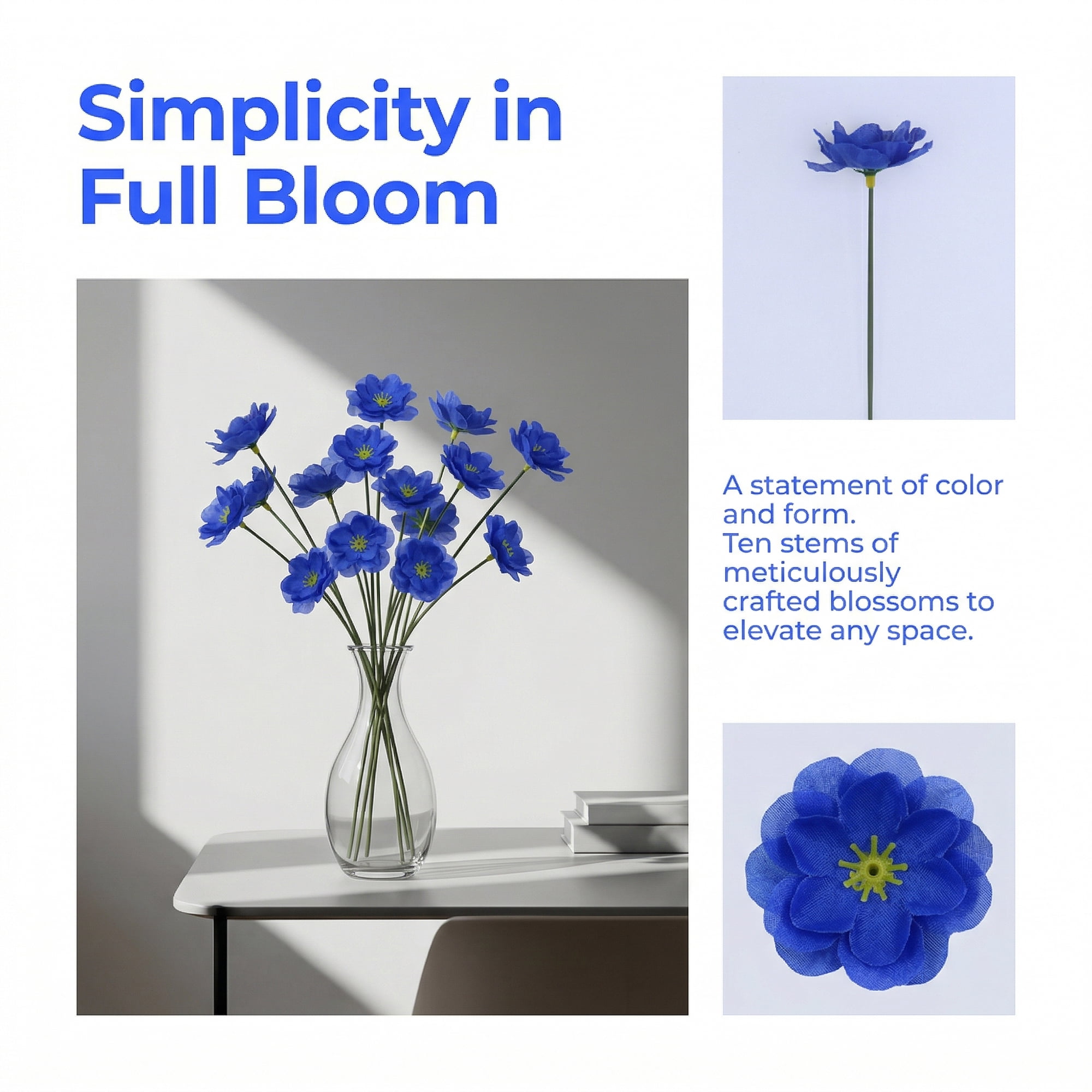 Unique Bargains Artificial Plum Craft Blossom Mini Bouquets Detachable Heads Blue 5.9 in