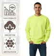 thumbnail image 5 of Hanes Unisex Hi-Vis Crewneck Sweatshirt 50/50 Cotton/Polyester High Visibility Safety Work Fleece Sweater (Safety Orange, S), 5 of 7