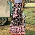 thumbnail image 2 of Edvintorg Maxi Skirts for Women Boho Skirt Fashion Women Vintage Printing Casual Loose Ruched Ruffles Elastic Waist Long Skirts Black M, 2 of 7