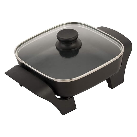 Electric Skillet 8 Inch Nonstick - Adjustable Thermostat & Glass Lid - Frying, Roasting, Stewing - Kitchen Appliances for Breakfast, Lunch, Dinner