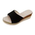 thumbnail image 7 of Platform Espadrilles for Women Peep Toe Wedge Sandals Slip on Summer Slides Nonslip Beach Dress Shoes Black Size 8, 7 of 7