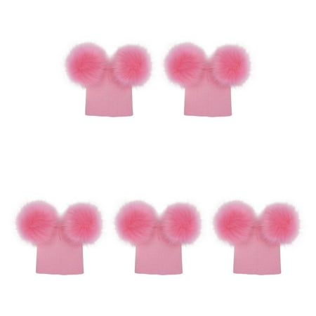 

5pcs Baby Girls Boys Double Pompom Hat Crochet Knitted Winter Warm Faux Fur Ball Hat Beanie Bonnet