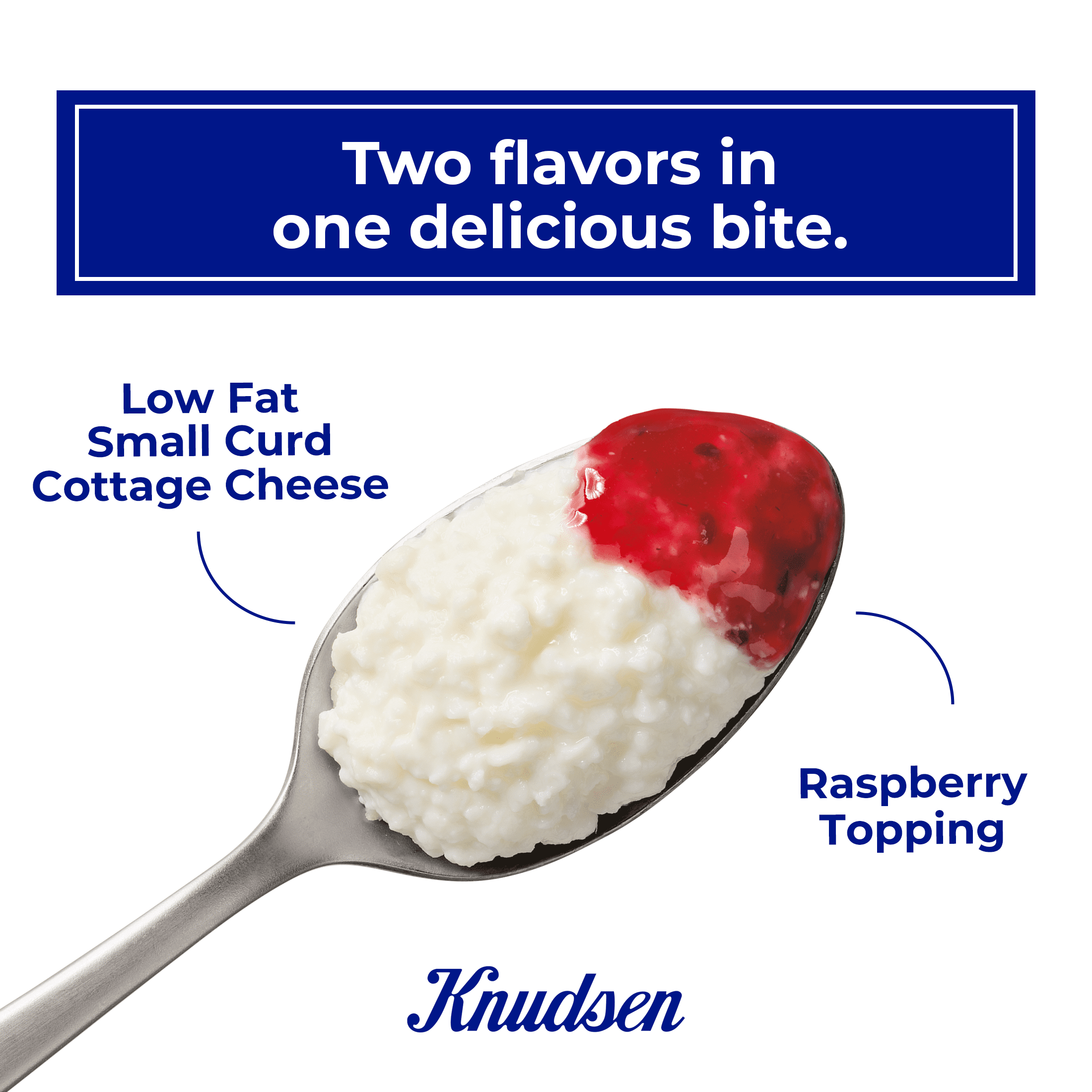 Knudsen Cottage Doubles Lowfat Cottage Cheese & Raspberry Topping with 2% Milkfat, 4.7 oz Cup