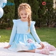 thumbnail image 6 of Disney Frozen Girl Dresses Elsa Graphic Blue Ruffle Long Sleeves Dress Character Gifts Kids 8-9Y, 6 of 10