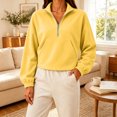 thumbnail image 2 of BUIGTTKLOP Cropped Sweatshirts for Women Lightfleece Lined Half Zip Collared Pullover Tops Loose Fit Comfy Top Fall Fashion Outfits Clothes, 2 of 8