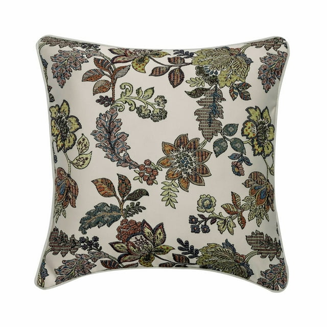 Funda de cojín personalizada, color marfil, 45 x 45 cm (18 x 18 pulgadas), bordada en seda jacquard para sofá, estilo contemporáneo con estampado floral. Compatible con estampados florales.