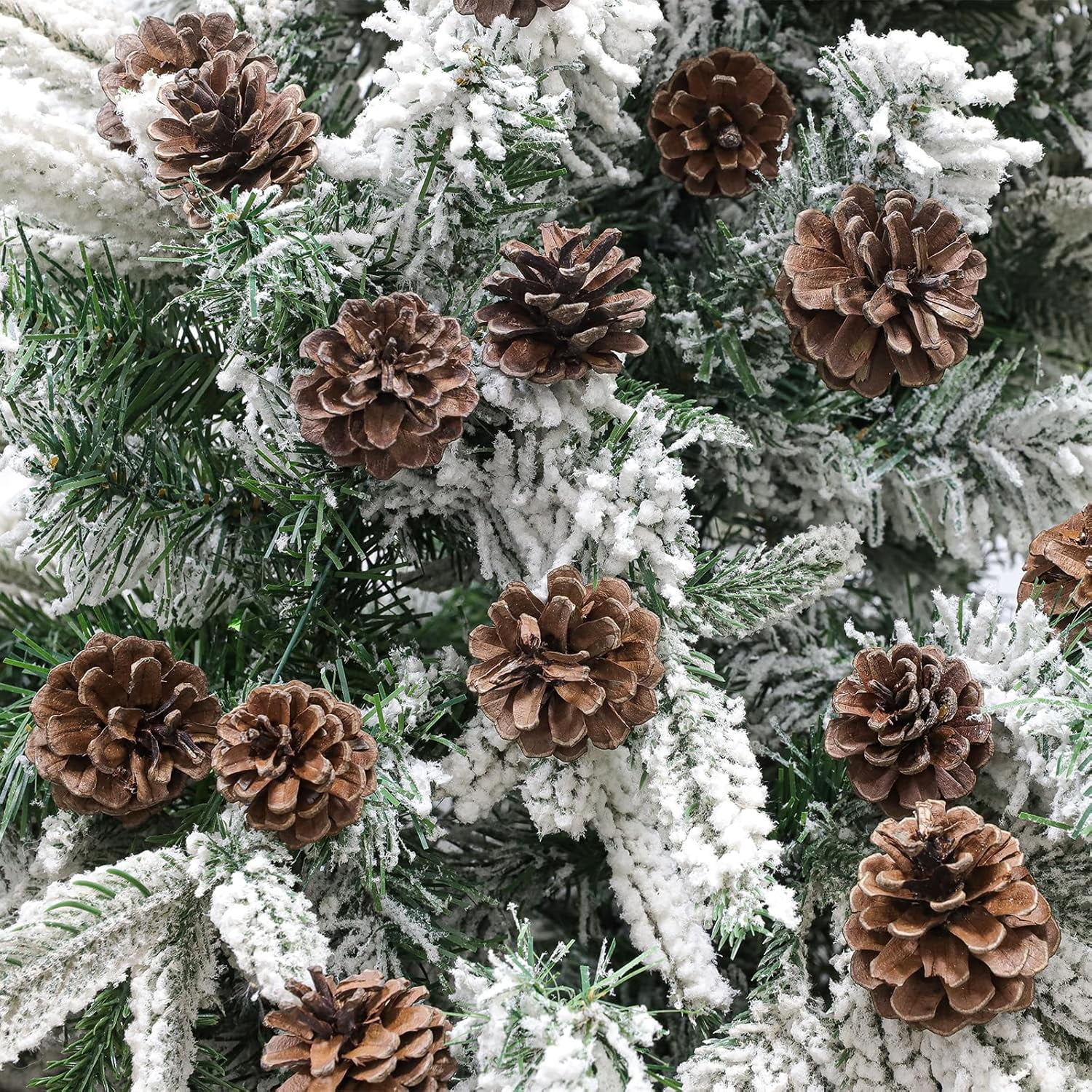 20Pcs Natural Pinecone Picks, Christmas Pine Cones Ornaments with Wired Stems 6.9" Tall for Xmas Tree Garland Wreath Ornaments Pinecones Decorating