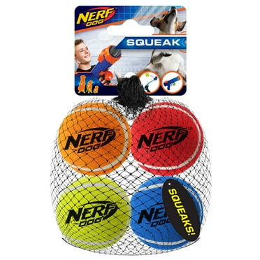 Nerf Dog 2.5" Squeak Tennis Ball 4-Pack Dog Toy, All Stages