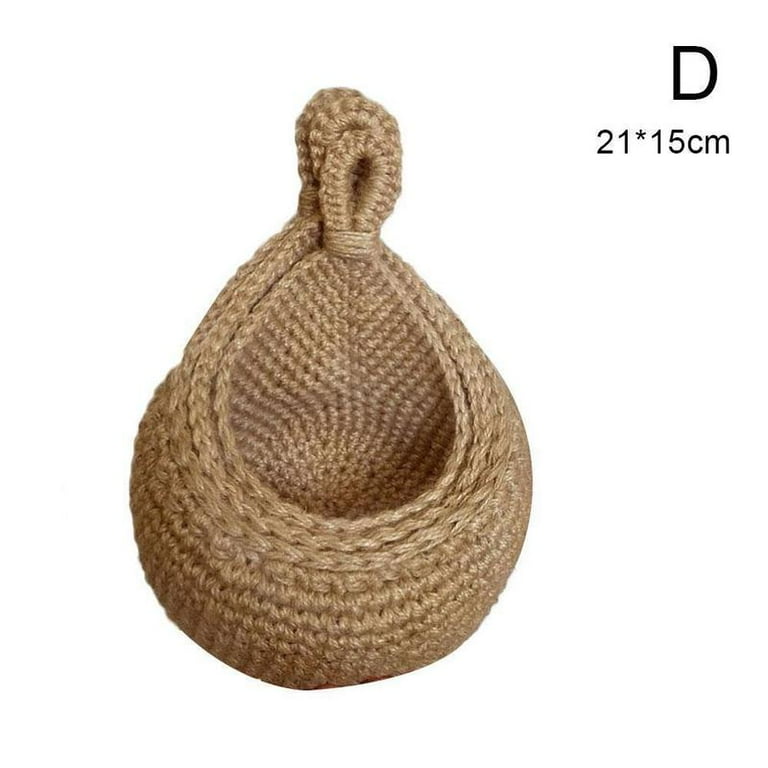 Wall Hanging Vegetable Fruits Storage Baskets Natural Wicker Woven Kitchen  Shelf