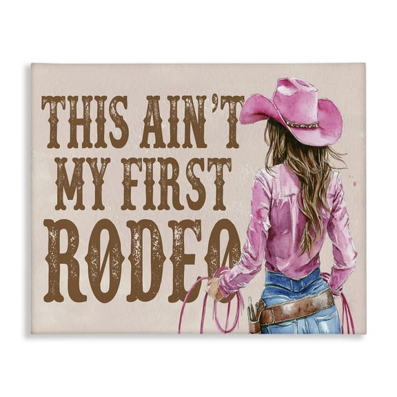 Stupell Industries Ain't My First Rodeo Girl People Painting Wrapped Canvas Art Print Wall Art, 20 x 16