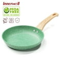 thumbnail image 1 of Innerwell 8 Inch Green Nonstick Frying Pan Skillet Bakelite Handle Saute Egg Pan Cookware Fits Various Stoves, 1 of 6