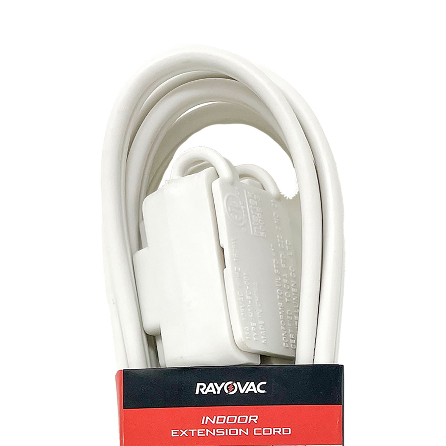 RAYOVAC Indoor Extension Cord with Flat Plug, White (6 Ft.), HM-EC-001-6
