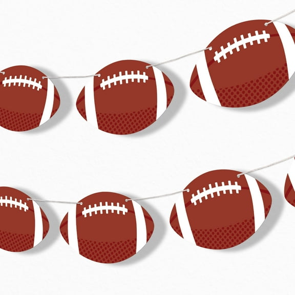 Big Dot of Happiness Football Garland Banner, The Big Game or Birthday Decorations Backdrop, 30 Feet of Cord, 15 Paper Football Shapes Double-Sided